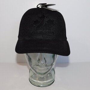 Hockey Canada Black Fitted Hat Cap M / L Completely Black New w Tag GERTEX